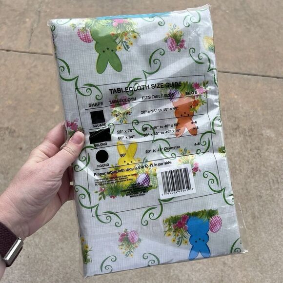 PEEPS Tablecloth EASTER Vinyl PEVA 52x70 Oblong Table Wipe Clean Bunnies NWT New - Picture 2 of 4